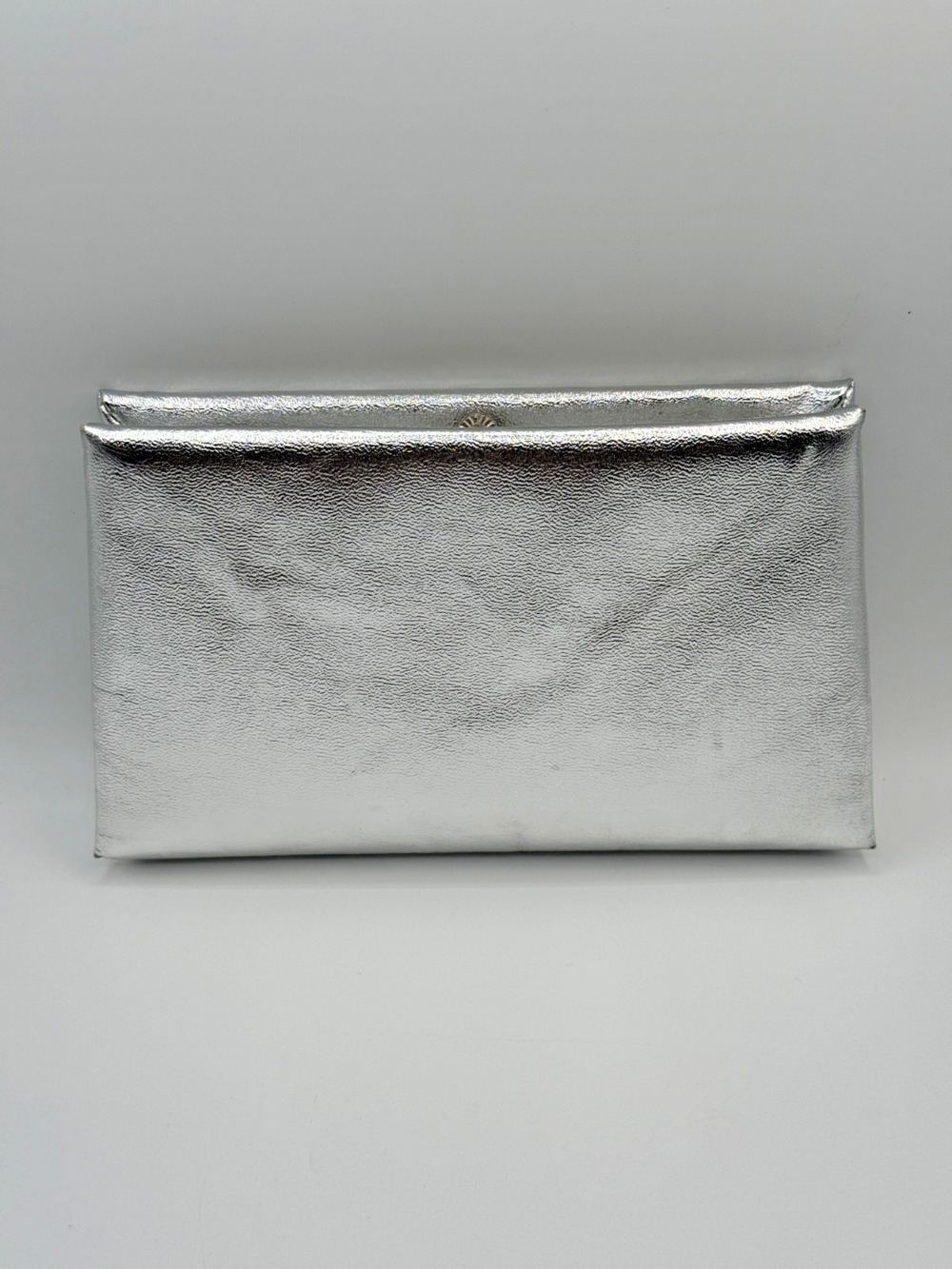 Vintage HL Harry Levine Silver Metallic Clutch Purse Evening Bag USA 1950s 60s